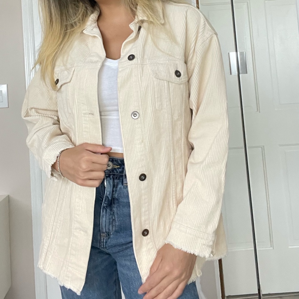 Cream Zara corduroy shacket